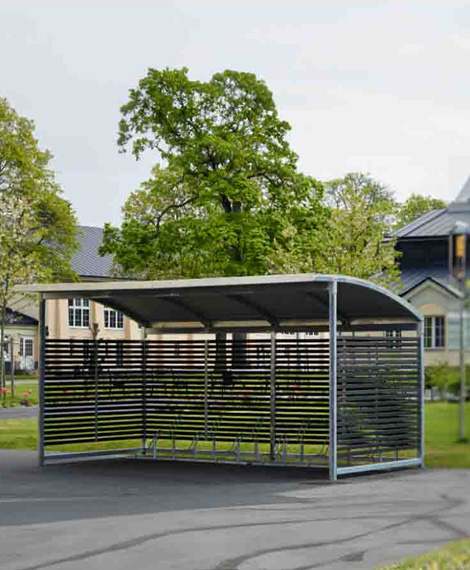Cykelgarage i utomhusmiljö